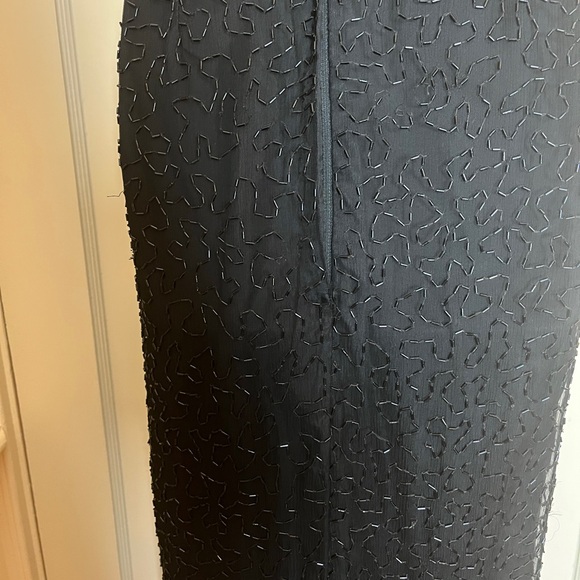 Jakelin Silk Sleeveless Beaded Gown with High Neck, Keyhole Front, and Open Back - Picture 9 of 14